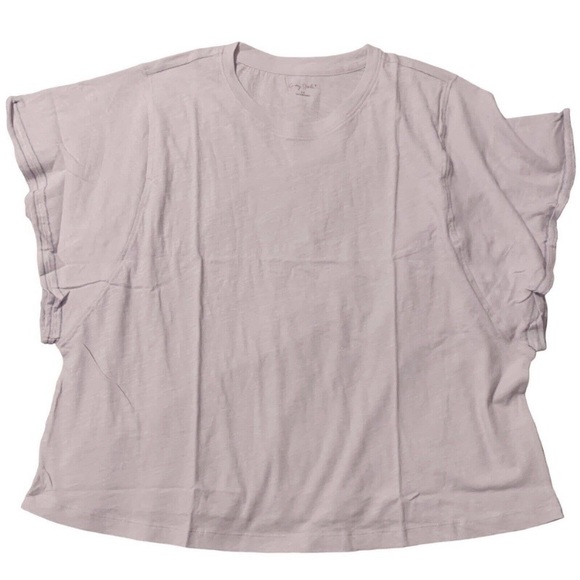 NWT Grey State Gray/Cream/Purplish Joy Top Women Wide Flutter Sleeves Stitch … - Picture 7 of 7